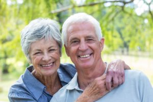 Happy old couple smiling